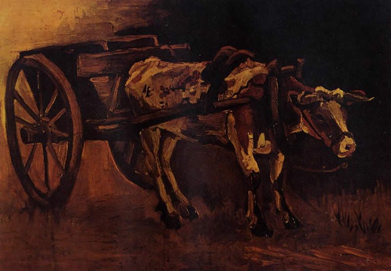 Vincent van Gogh Cart with Red and White Ox